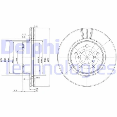 Abbildung von DELPHI BG2767 Bremsscheibe 260 24 5 Belüftet geölt unbehandelt ohne Radlager, ABS Sensorring SUBARU: Impreza II Saloon, III Hatchback