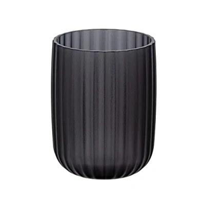 Abbildung von WENKO Zahnputzbecher Mod. Agropoli Grau, Zahnbürstenhalter für Zahnbürste und Zahnpasta aus hochwertigem Kunststoff mit plastischer Formgebung gefrosteter Oberfläche, Ø 7,5 x 10 cm