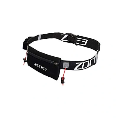 Abbildung von ZONE3 Endurance Zahlengurt mit Neopren Kraftstofftasche und Energy Gel Aufbewahrung, Schwarz, Einheitsgröße