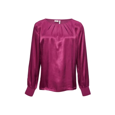 Abbildung von s.Oliver Black Label Modieus Langarmshirt, Damen, Größe: 40, Fuchsia