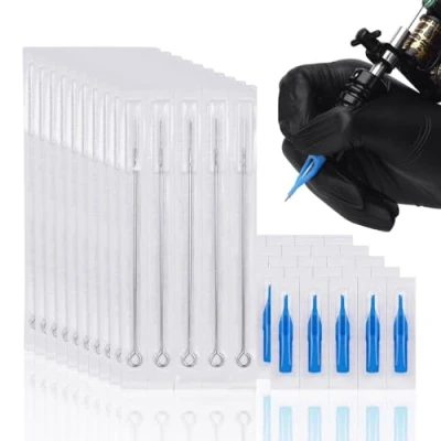 Abbildung von ATOMUS 200pcs Disposable Mixed Tattoo Needles Set with Tips 10pcs of each 3rl 5rl 7rl 3rs 5rs 7rs 9rs 5m1 7m1 3RT 5RT 7RT 9RT 3DT 5DT 7DT 9DT 5FT 7FT