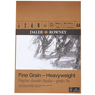 Abbildung von DALER ROWNEY Zeichenpapier, feingekörnte, leichte Textur, 200 g/m², einseitig geleimter Block, DIN A4 21 x 29,7 cm , 30 Blatt
