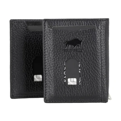 Abbildung von Solo Pelle NEU Slim Wallet mit Münzfach [12 Karten] Slimwallet Riga [RFID Schutz] Kartenetui [Leder] Smart für Männer und Damen (Matt Schwarz)