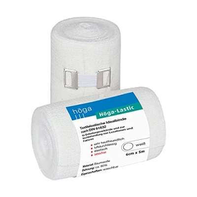 Abbildung von Höga Lastic Idealbinde, textilelastische Idealbinde nach DIN 61632, 6 cm x 5 m gedehnt ,sehr hautfreundlich, luftdurchlässig, elastisch, 1er Pack