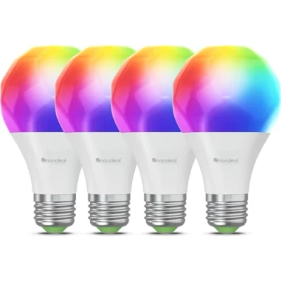 Abbildung von Nanoleaf Matter Essentials WLAN Glühbirnen E27, 4 smarte RGBW LED Lampen 16 Mio. Farben, individuelle Zeitpläne, App &amp; Sprachsteuerung (kompatibel mit Alexa, Apple Google Home), Deko Gaming