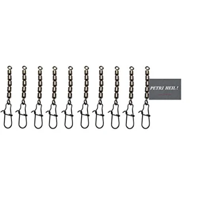 Abbildung von Set: 2 Packungen (insgesamt 10 STÜCK) Behr Fünffach Wirbel mit Karabiner Snap Forellenwirbel Black Nickel, 9 12 Kg+gratis Petri Heil! Aufkleber (Größe 12, Kg)