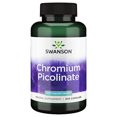 Abbildung von Swanson Chromium Picolinate (Chrompicolinat), 200mcg, hochdosiert, 200 Kapseln, Laborgeprüft, Sojafrei, Glutenfrei, Ohne Gentechnik