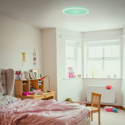 Abbildung von BRILONER Leuchten LED Panel, Deckenleuchte dimmbar, Deckenlampe, RGB, Farbsteuerung, Backlight, inkl. Fernbedienung, 15 Watt, 1.850 Lumen, 4.000 Kelvin, Weiß, Ø 29,3cm