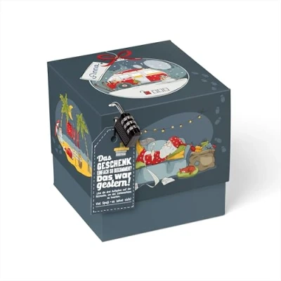 Abbildung von SURPRISA Geschenkbox für Weihnachten, Rätselbox Geldgeschenke Verpackung Gutscheine, Weihnachtsrätsel, Größe M (16cm)