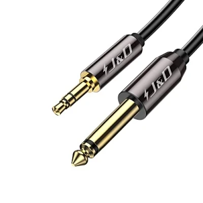 Abbildung von J&amp;D 6,35mm 1/4 Zoll TS auf 3,5mm 1/8 TRS Kabel, Gold Plated Männlich zu 3.5 mm Mono Verbinden Heavy Duty Stereo Aux Jack Adapterkabel 1 Meter