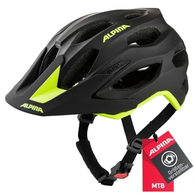 Abbildung von ALPINA CARAPAX 2.0 Leichter, Stabiler &amp; Komfortabler Fahrradhelm Mit Fliegennetz Antibakteriellen Polstern Für Erwachsene, black neon yellow matt, 57 62 cm