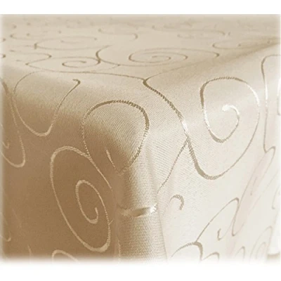 Abbildung von JEMIDI Tischdecke Ornamente Seidenglanz Edel Tisch Decke Tafeldecke 31 Größen und 7 Farben Creme 160x220