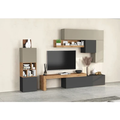 Abbildung von INOSIGN Wohnwand »Chronos Wohnwand, Medienwand, 8 er set«, (Set, St.), ca. 320 cm mit Hängeschränke, Würfel, Regal, Lowboard, Made in Italy