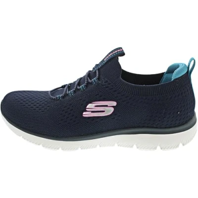 Abbildung von Skechers Damen Summits Top Player Sneaker, Navy Knit Teal Pink Trim, 43 EU