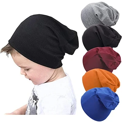 Abbildung von DRESHOW 5 Stück Unisex Baby Mütze Hut Junge Frühling Mützchen Kleinkind Wendemütze Jersey Slouch Beanie 6 60 Monate