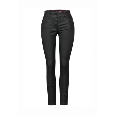 Abbildung von Street One Beschichtete Jeans Slim Fit, Damen, Größe: 31x30, Schwarz