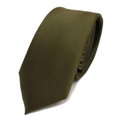 Abbildung von TigerTie Herren Krawatte 6 cm schmale Satin Tie in oliv grün dunkelgrün einfarbig uni Business, festliche Veranstaltungen und Freizeit