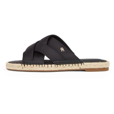 Abbildung von Tommy Hilfiger Damen Pantoletten Satin Mule Sandalen, Schwarz (Black), 38
