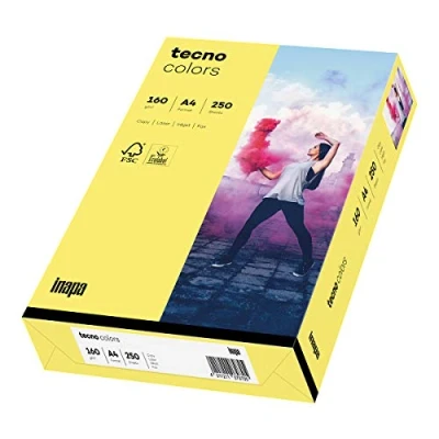 Abbildung von inapa farbiges Druckerpapier, buntes Papier tecno Colors: 160 g/m², A4, 250 Blatt, mittelgelb