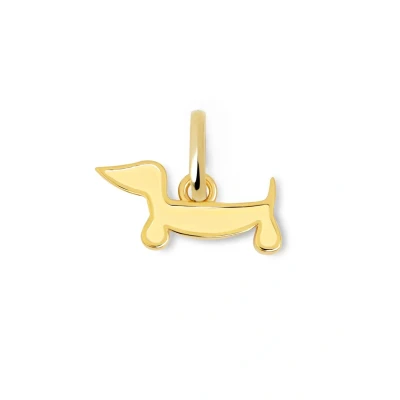 Abbildung von SINGULARU Mini Dackel Enamel Yellow Charm. Messing mit 18 Kt Vergoldeter Beschichtung und Emaille. Schmuck für Damen.
