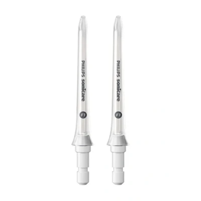 Abbildung von Philips Sonicare Standarddüse F1 für Mundduschen HX3042/00, Doppelpack; Mundwasser Flosser die Verwendung mit dem kabellosen Power Weiß