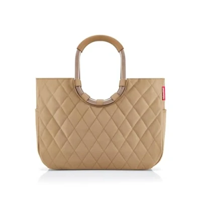 Abbildung von reisenthel loopshopper L frame rhombus ginger Stabile Tasche mit praktischen Fächern aus recycelten PET Flaschen Charmantes und wasserabweisendes Design