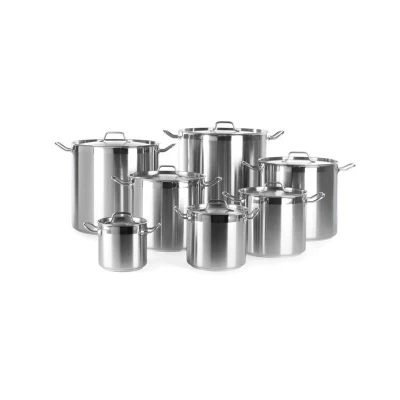 Abbildung von HENDI Kochtopf 16 Liter mit Deckel Edelstahl ø 28 x 26 cm für Induktion Gas Elektro Ceran Herd Vernietete Griffe, Gastro Suppentopf