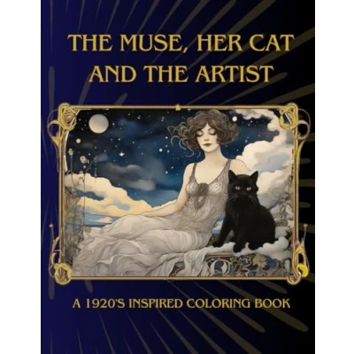 Abbildung von the Muse, her Cat and Artist: A 1920&#039;s inspired coloring book