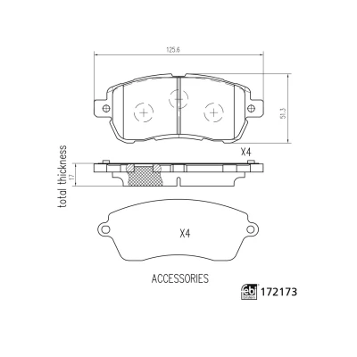 Abbildung von FEBI BILSTEIN 172173 Bremsbelagsatz Vorderachse FORD: KA+ Hatchback
