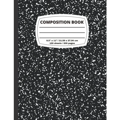 Abbildung von Composition Book: Black and White Marble Cover Notebook, College Ruled, 200 pages, 8.5&quot; x 11&quot;, Book for School Students Writing Journaling