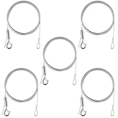 Abbildung von Edelstahlseile 5 Stück 2M Edelstahl Draht Seil Einstellbar Automatische mit Schloss Haken Seilabhängung Drahtseil Ø 1,5MM Bilder Aufhängen Stahlseil Max 30 kg