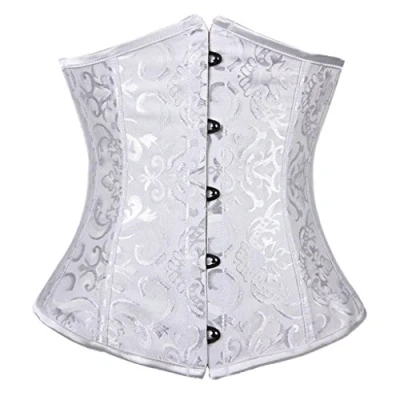 Abbildung von Everbellus Damen 24 Stahlstäbe Korsett Abnehmen Corsage Gürtel Unterbrust Cincher Ohne Stäbe Taillenmieder Weiß Medium
