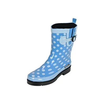 Abbildung von MADSea Damen Gummistiefel Ocean Halbschaft hellblau mit weißen Punkten, 38 EU