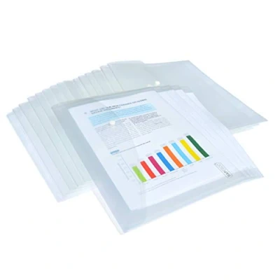 Abbildung von Rapesco 1496 Dokumentenmappe mit Druckknopf, A4+, Transparent, 20 Stück