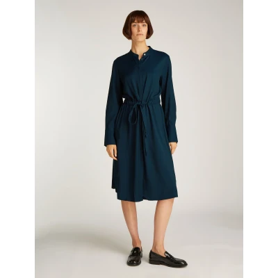 Abbildung von Tommy Hilfiger SOFT Colarless Shirt Dress Blusenkleid, Damen, Größe: 32, Dark night navy