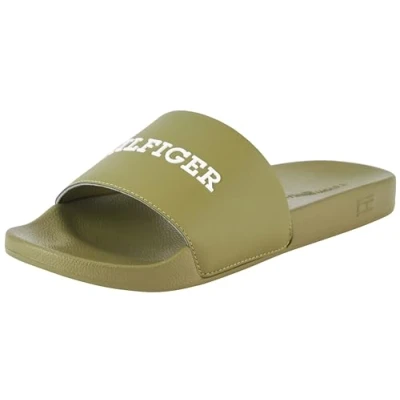 Abbildung von Tommy Hilfiger Herren Badeschuhe Pool Slide Badelatschen, Grün (Mash Green), 40
