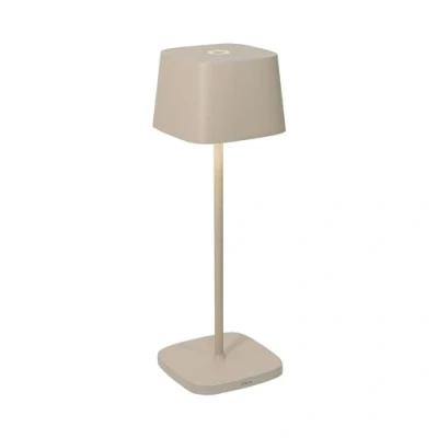 Abbildung von Zafferano, Ofelia Lampe, Kabellose, Wiederaufladbare Tischlampe mit Touch Control, Auch für den Außenbereich Geeignet, Dimmer, 2200 3000 K, Höhe 29 cm, Farbe Sand