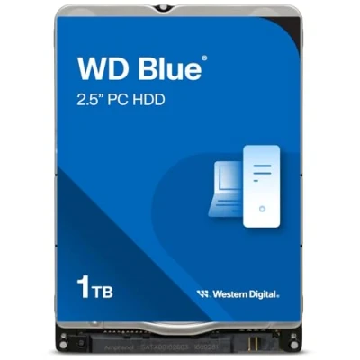 Abbildung von WD Blue 1 TB 2,5 Zoll (interne HDD, PC Festplatte, hohe Zuverlässigkeit, SATA 6 Gbit/s Schnittstelle, 128 MB Cache, SMR, 5.400 U/min) Blau