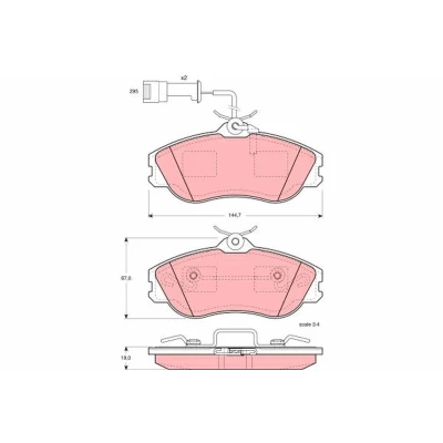 Abbildung von TRW GDB816 Bremsbelagsatz inkl. Verschleißwarnkontakt mit Bremssattelschrauben Zubehör AUDI: 80 B4 Avant, 200 C3 Saloon, Quattro