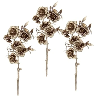 Abbildung von Künstliche Rose Rosenzweig Einzelrose Stiel Seidenrose Gold Kunstblume Seidenblume Pflanze Floristik Einzelblume Stielblume Einzelzweig einzelner Kunst Dekoblume Blume Blumendeko
