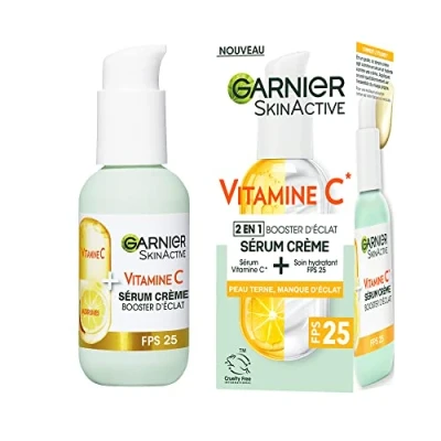 Abbildung von Garnier 2 in 1 Creme Serum Feuchtigkeit &amp; Glanz angereichert mit Vitamin C Für dunkle müde Haut 50 ml