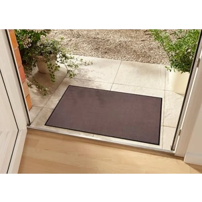 Abbildung von Hanse Home Waschbare In &amp; Outdoor Fußmatte Uni einfarbig Fußabtreter Schmutzfangmatte Türmatte Schmutzfänger Eingangsteppich Anti Rutsch Größen, 90x150 cm, Braun