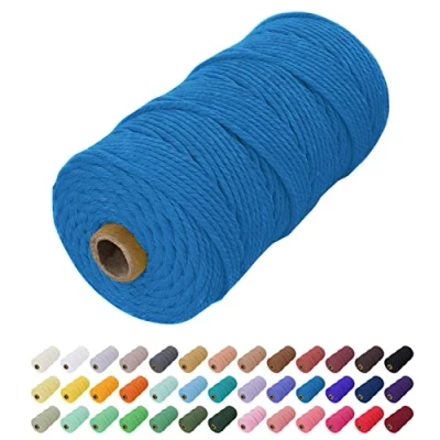 Abbildung von Uiopa Makramee Garn 2mm x 200m, Baumwollkordel Farbig Baumwollgarn Geflochten Baumwollseil, Natürliche Baumwollschnur für Wandbehang, Vorhang, Traumfänger, Hängepflanze, Deko (Blauer See)
