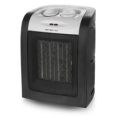 Abbildung von Emerio 1800W ECO Keramik Heizlüfter, zwei Leistungsstufen, energiesparender Betrieb durch PTC (Keramik) Heizelement, Thermostat, mit Sicherheitsschalter, Ventilator Funktion, FH 106145 Schwarz