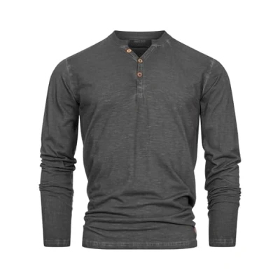 Abbildung von Indicode Herren INKilsone Langarmshirt aus 100% Baumwolle Herrenshirt Langarm Longsleeve Shirt Männer Black, L