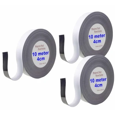 Abbildung von TUKA 30m x 40mm 1mm Magnetband Wiederbeschreibbar, Kennzeichnungsband für Lagerkennzeichen, Whiteboard, Kühlschrank, Magnettafeln usw. Beschreibbar Abwichbar Zuschneidbar, 3x10m Weiß TKD9046