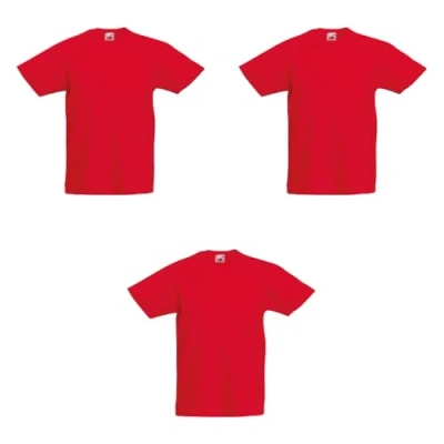 Abbildung von GIDUTEX 3er Pack Kinder Tshirts by Fruit of The Loom Original T Unisex (DE/NL/SE/PL, Numerisch, 164, Regular, 3, Rot)