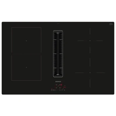 Abbildung von Siemens ED811BS16E iQ300, Kochfeld mit Dunstabzug (Induktion), 80 cm, Rahmenlos aufliegend, Schwarz, flächenbündig, touchControl, powerBoost Erhöhe die Power einzelner Induktionszonen