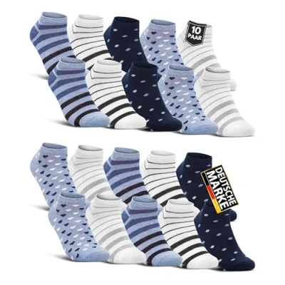Abbildung von 10 Paar Damen Sneaker Socken Mehrfarbig Streifen Punkte Herzen Maritim Baumwolle 36832 WP (35 38)