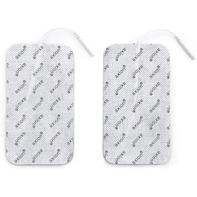 Abbildung von 2 große Elektroden Pads 12x7 cm für TENS &amp; EMS Wiederverwendbare Klebeelektroden und Geräte Sehr gute Haft Leitfähigkeit Zertifiziertes Medizinprodukt axion